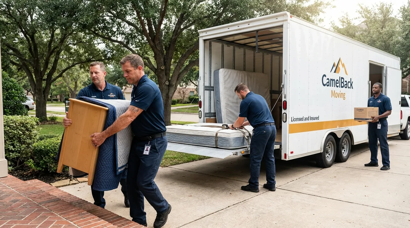 Crew loading residential truck for cross-state move from Tifton, GA