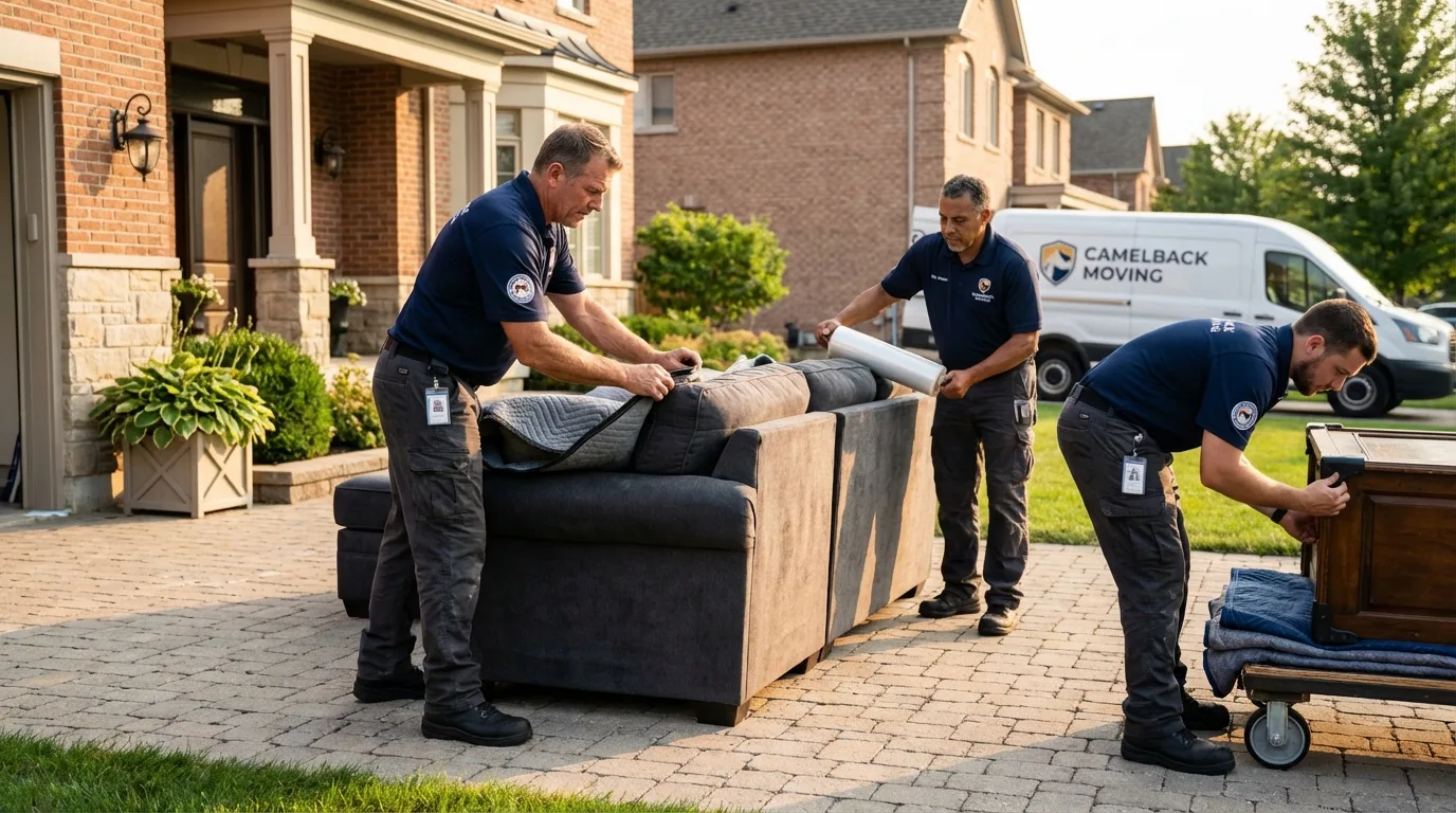 Large estate moving crew wrapping furniture in Tifton, GA