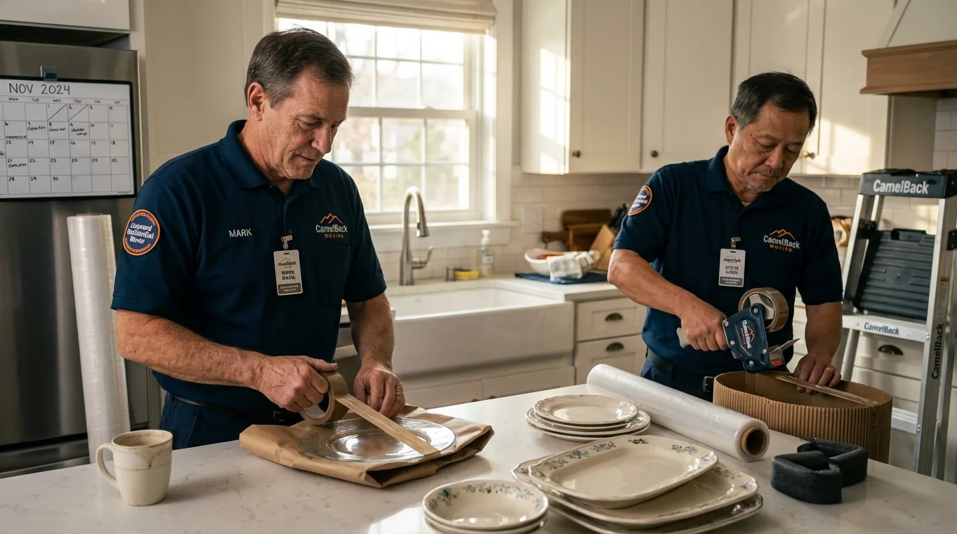 Professional crew packing kitchen dishware in Tifton, GA